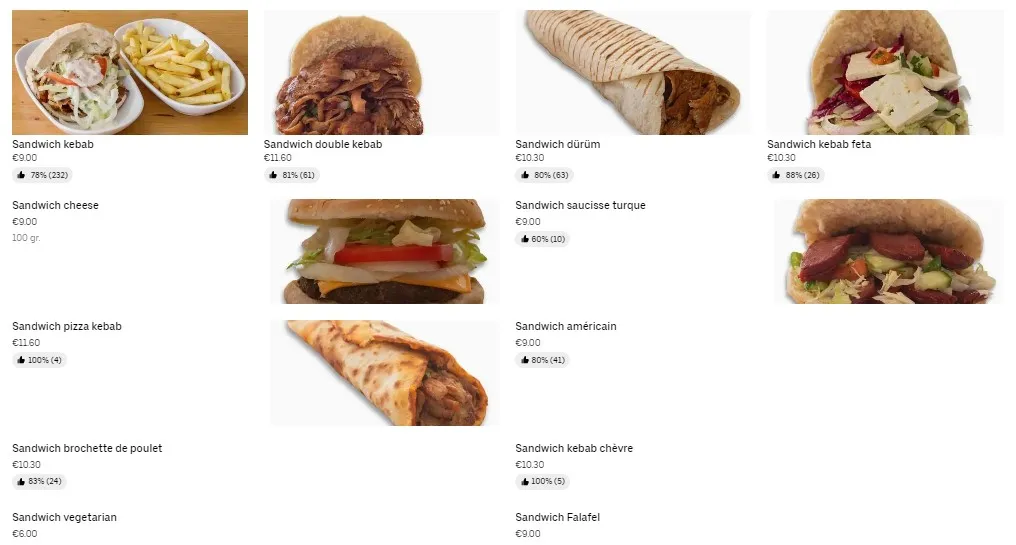 Tezel Sandwichs Carte & Prix