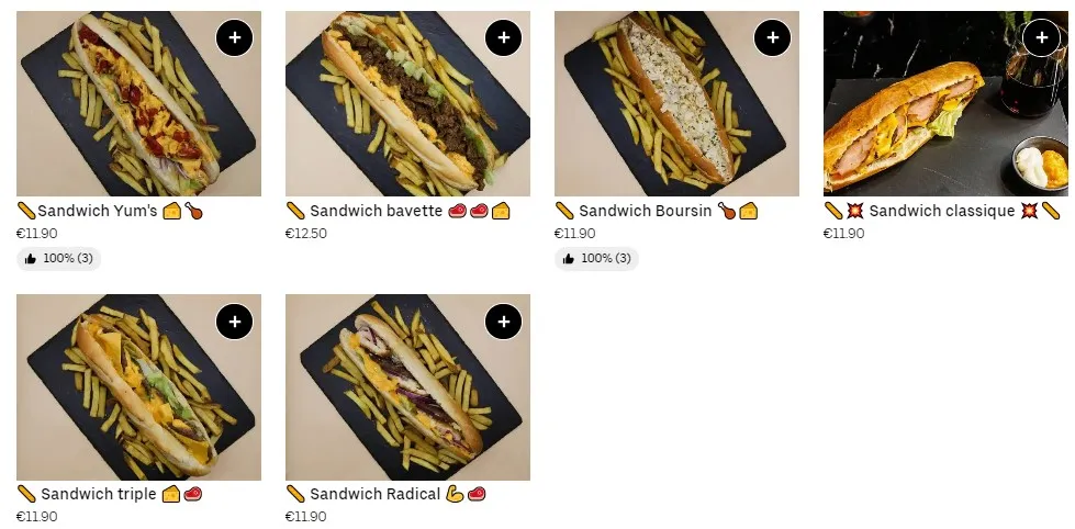 Yum Sandwichs Francias Menu 