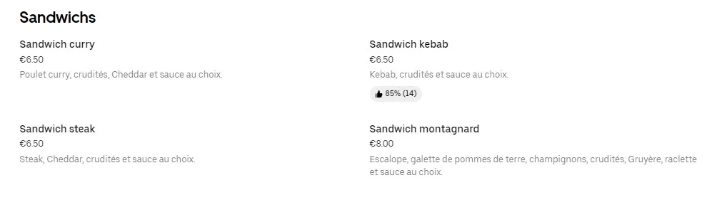 Raffiné Sandwichs Prix 