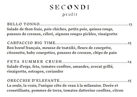 Pizzeria Popolare Secondi Prix des Menu