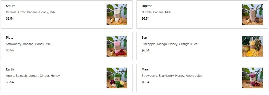 Godly Smoothies Carte & Prix