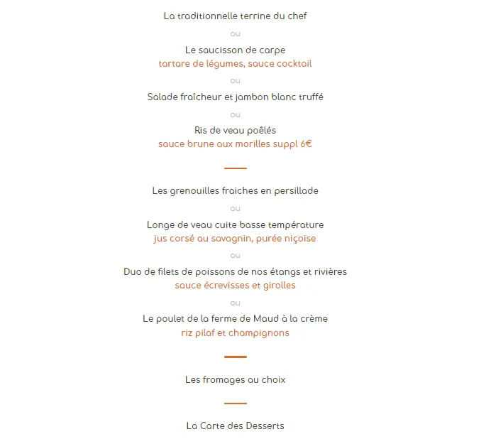 Restaurant Les Platanes Spécialités du Chef Menu & Prix