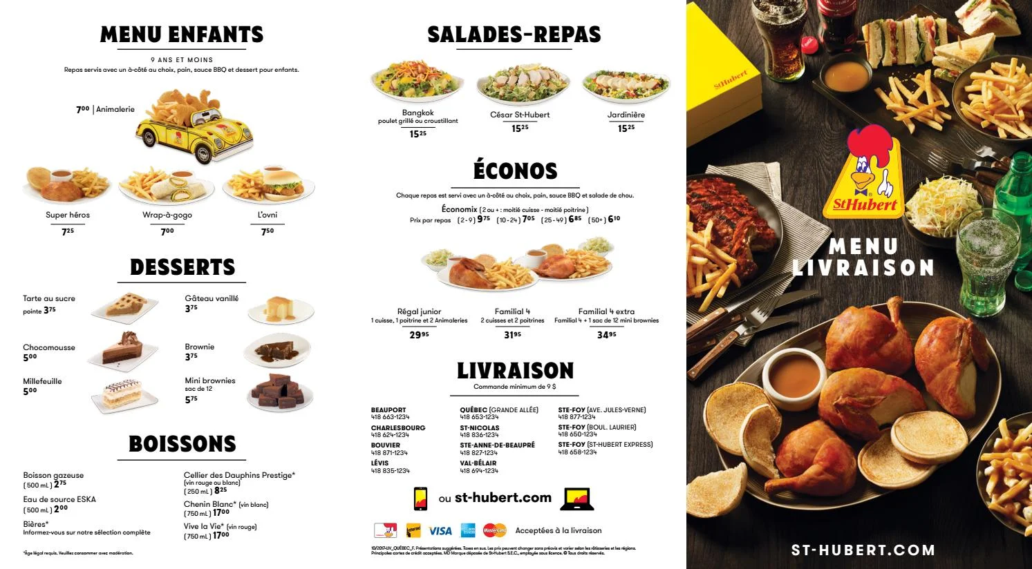 St-Hubert Menu prix