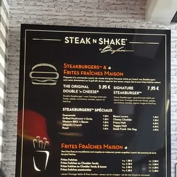 Steak and Shake Menu Prix