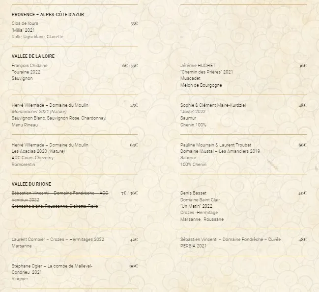 Symbiose Bordeaux VINS MENU