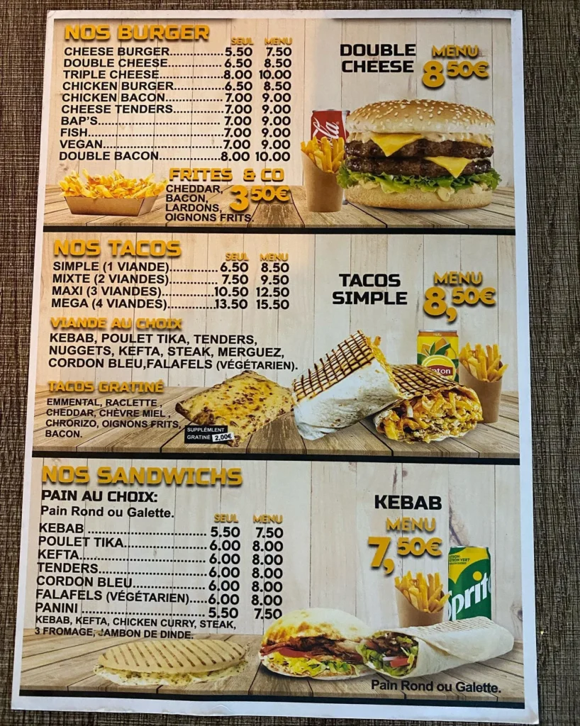 Tacos Et Co Pibrac Menu Prix