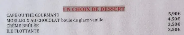 Viand’o Chwa UN CHOIX DE DESSERT – Prix