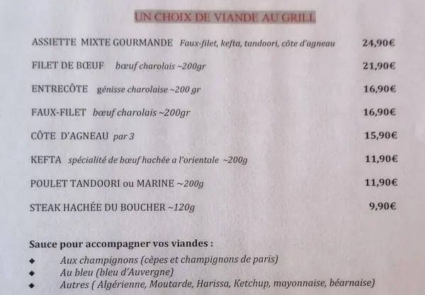 Viand’o Chwa UN CHOIX DE VIANDE AU GRILL