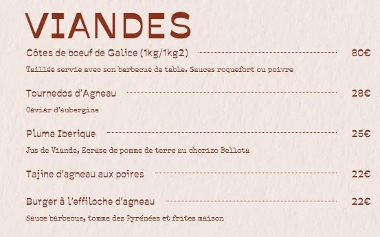 Le Nomad VIANDES Carte