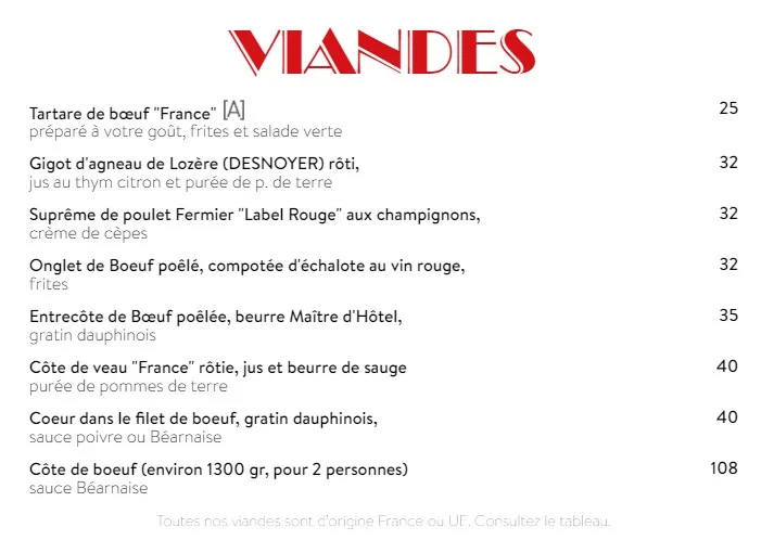 La Rotonde VIANDES Prix & Carte