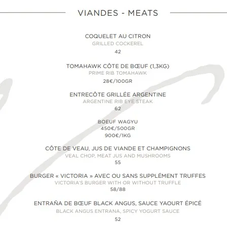 Victoria Paris VIANDES – MEATS