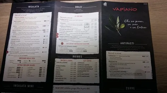 Vapiano menu Menu prix