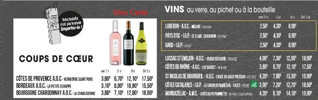 Pataterie Vins Carte et Prix