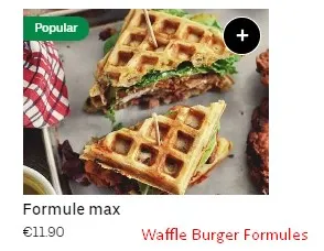 Waffle Burger Formules Menu