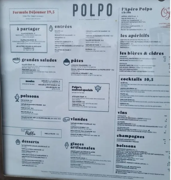 polpo brasserie menu prix