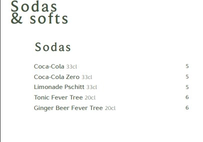 Bocca Nissa Restaurant Sodas & softs