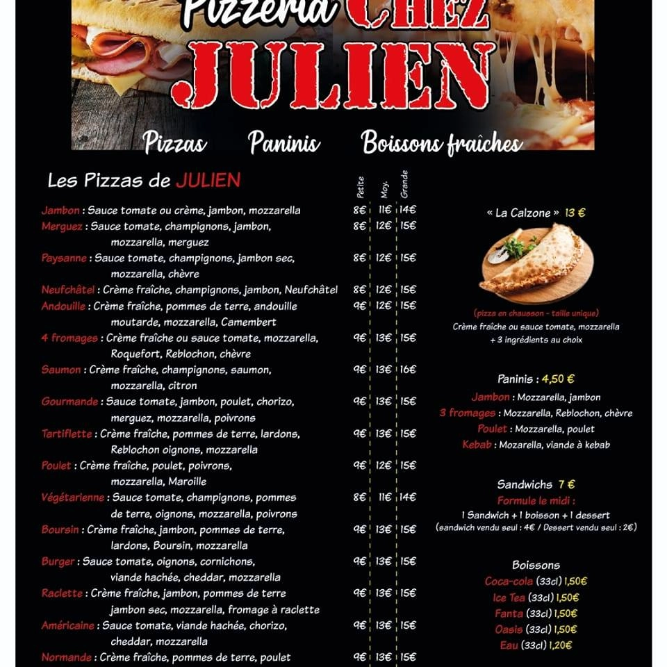 Chez Julien Menu Prix