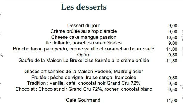 Bouillon Racine Dessert Menu