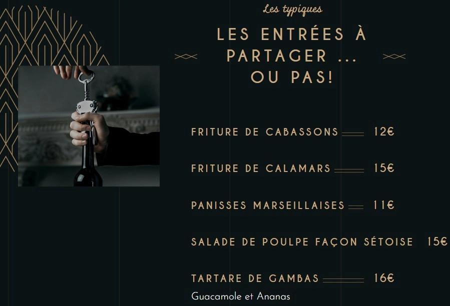 Chez Francine Francias Menu LES ENTRÉES À PARTAGER – OU PAS!