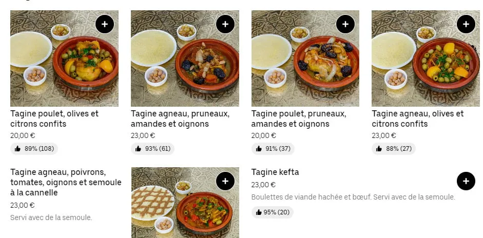 La Mosquee Menu Tagines