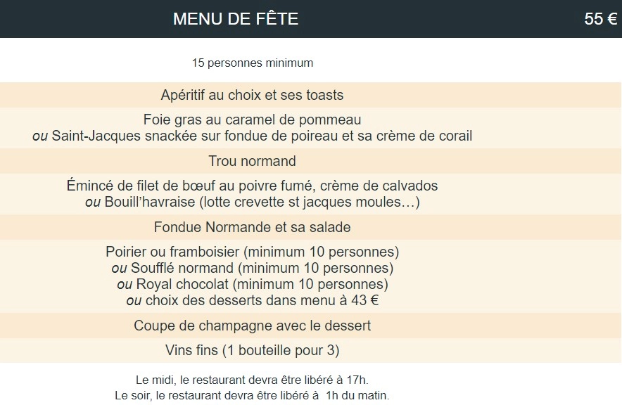 A Deux Pas d’Ici MENU DE FÊTE 