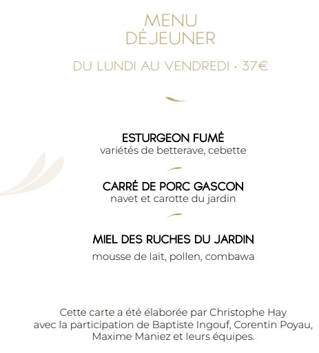 Amour Blanc MENU DÉJEUNER