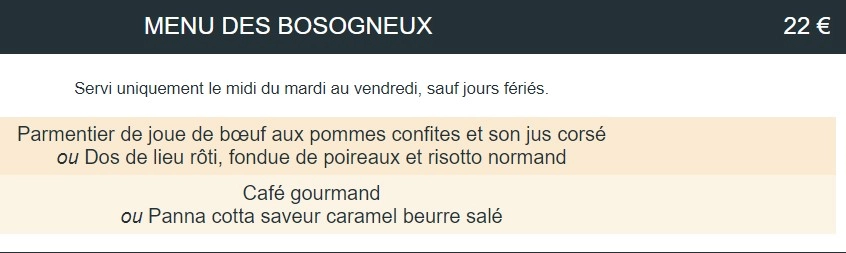 A Deux Pas d’Ici MENU DES BOSOGNEUX