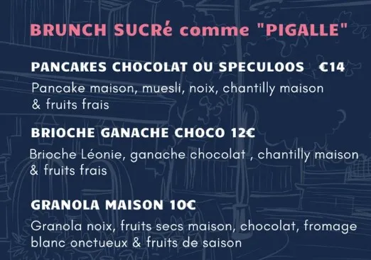 Sylon de Montmartre Menu BRUNCH SUCRé comme PIGALLE 