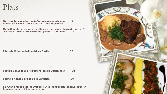 Restaurant De la Tour Menu Plats Prix