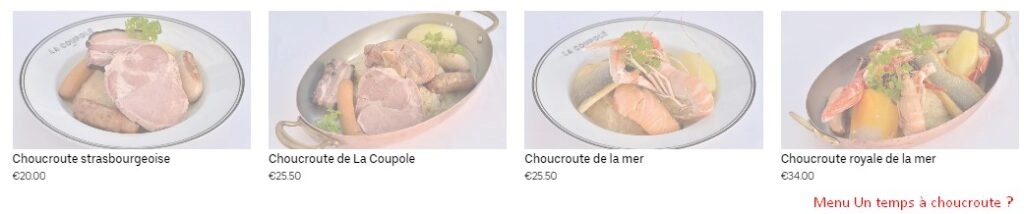 La Coupole Paris Menu Un temps à choucroute