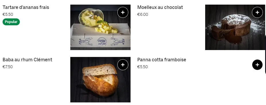 La Criee Menu Une p’tite faim Carte