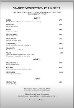 Fillo Grill Menu Viande D’Exception FIllo Grill