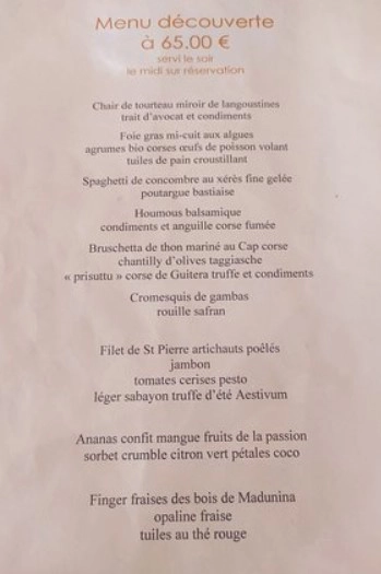 Terra Cotta Propriano Menu découverte à 