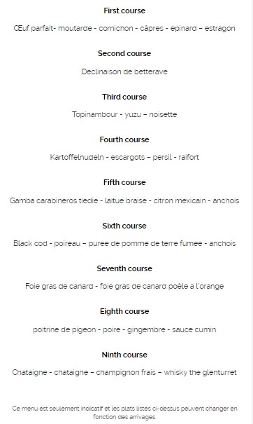 Villa René Lalique Menu rene lalique 