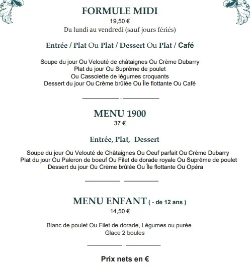 Bouillon Racine Menus & Menu Menu 