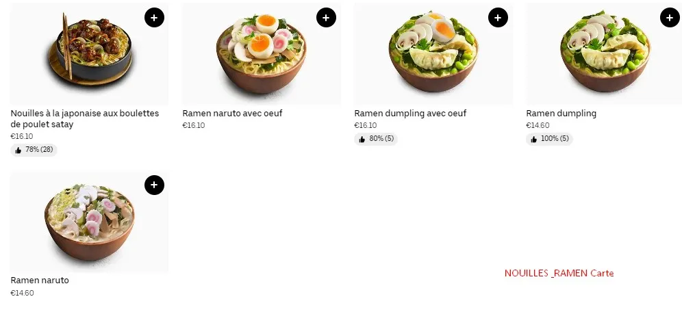 Planet Sushi NOUILLES & RAMEN Carte