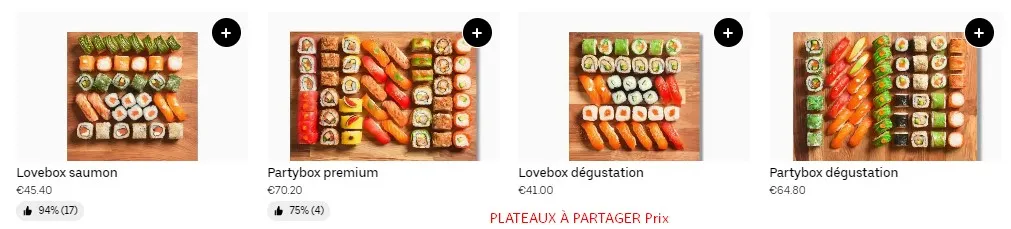 Planet Sushi PLATEAUX À PARTAGER Prix