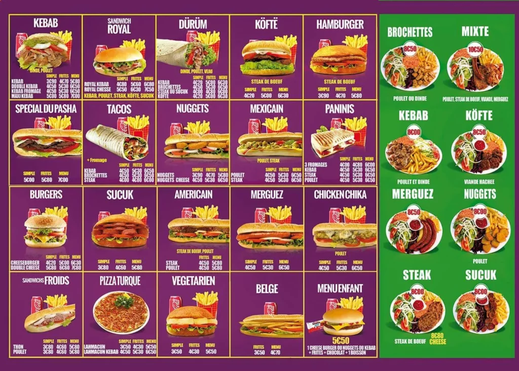 Pacha Kebab menu prix