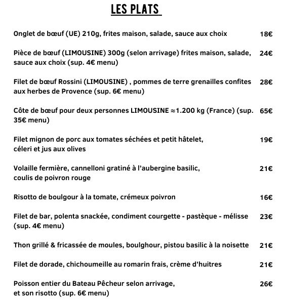 Le Bateau Ivre Plat Menu & Prix