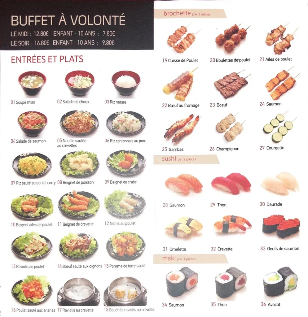 Royal Grand Buffet menu prix