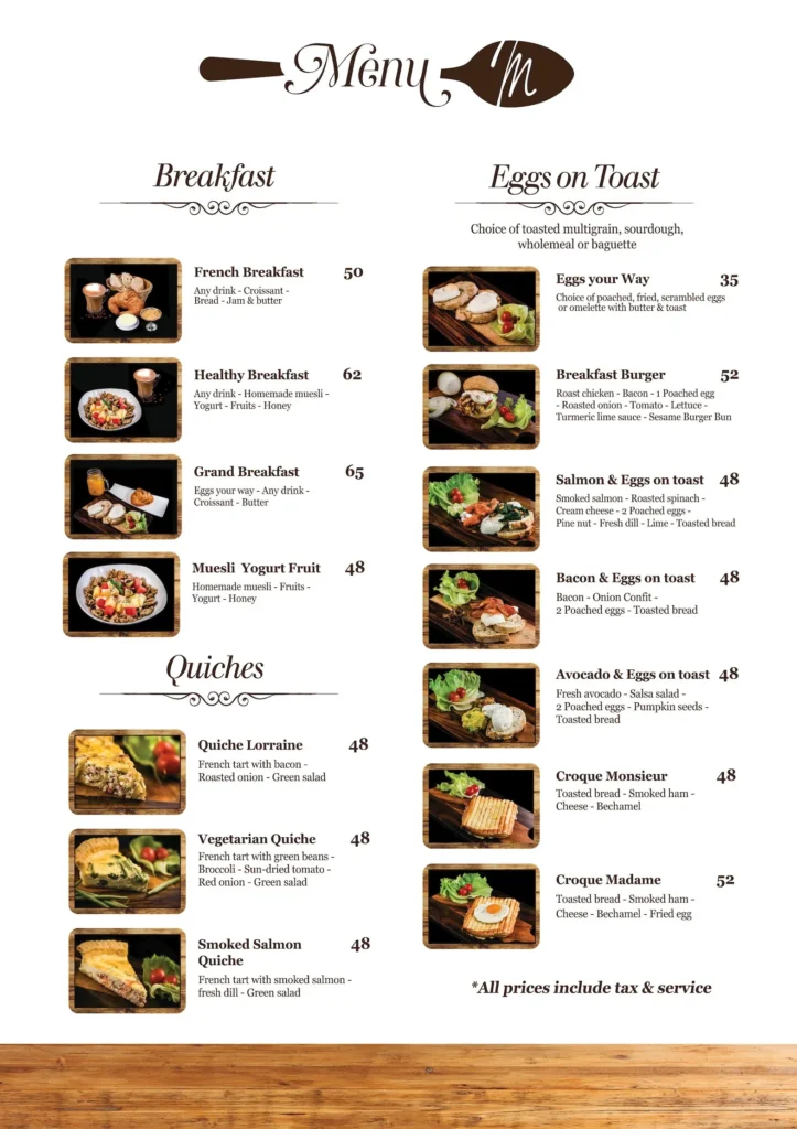 Spoon Menu Prix