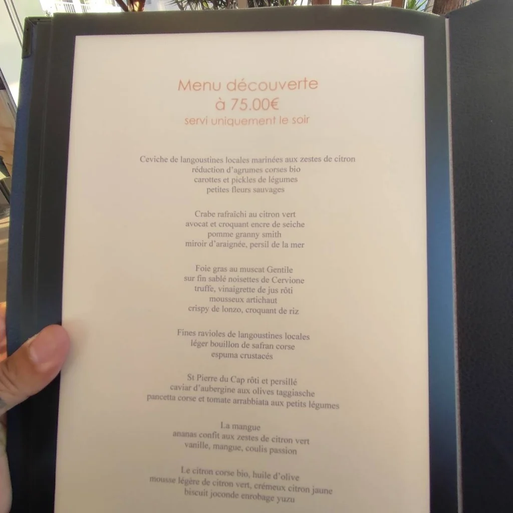 Terra Cotta Propriano Menu Prix