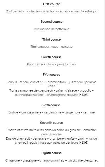 Terroir de la villa rené lalique menu